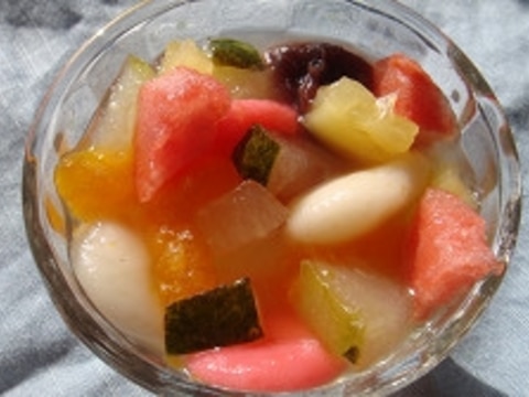 冷たい♪冬瓜と果物の白玉餡蜜